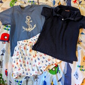Size 4 shrimp and grits kids lot with two tops and shorts